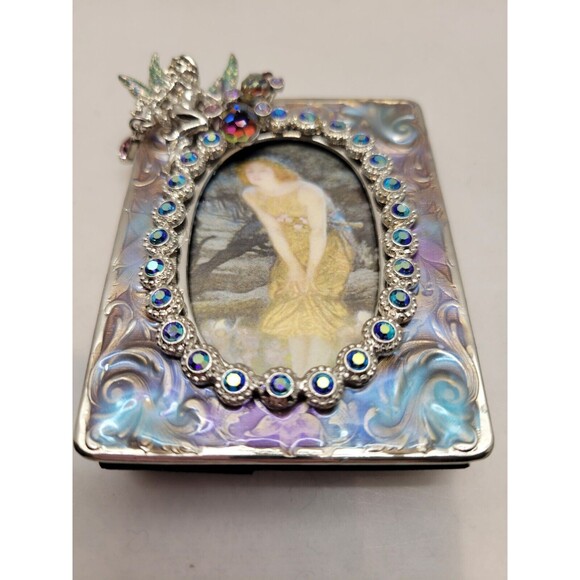 Kirks Folly Fairy Enamel Blue Crystals Small Picture Frame 2x3 - Picture 4 of 10